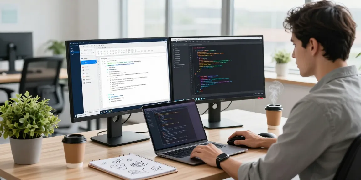 Download WPS Office with a professional using it in a modern tech workspace.